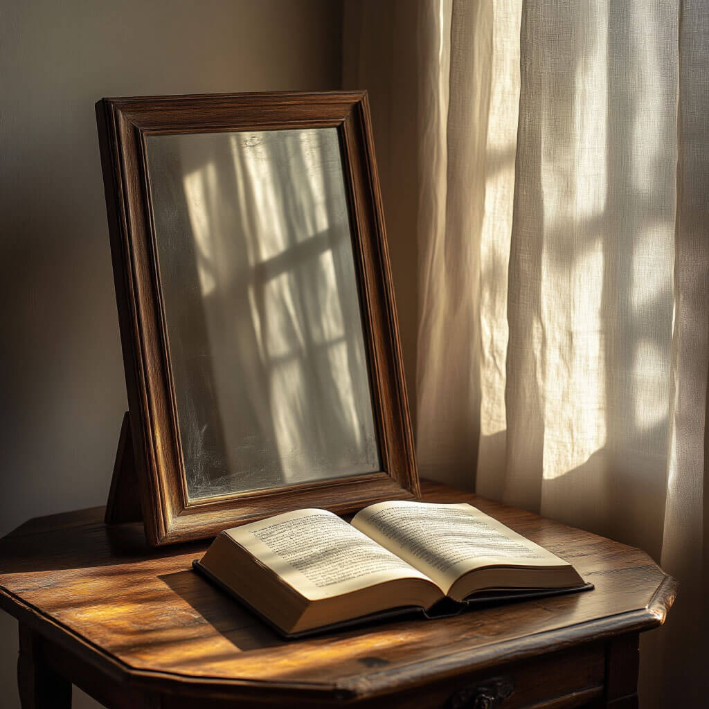 Zrcadlo na stole ráno